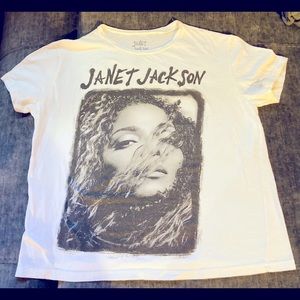 Janet Jackson State of the World Tour Cotton White Cropped T-Shirt sz Large